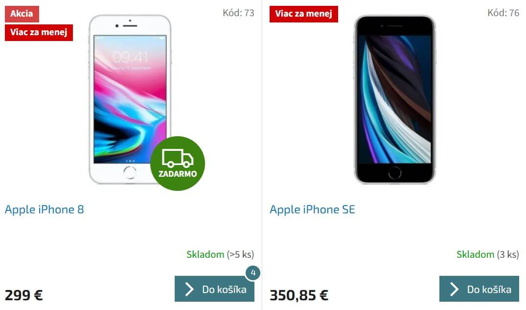 Počet kusů v košíku